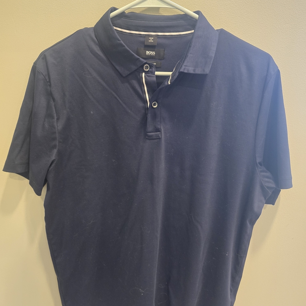 BOSS Navy Blue Short-Sleeve Polo